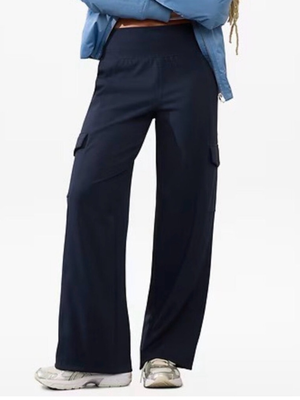 Athleta Venice High Rise Wide Leg Cargo Pants Size XS Navy